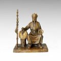 Statue de l&#39;Est Sculpture traditionnelle en bronze de moine Tple-026